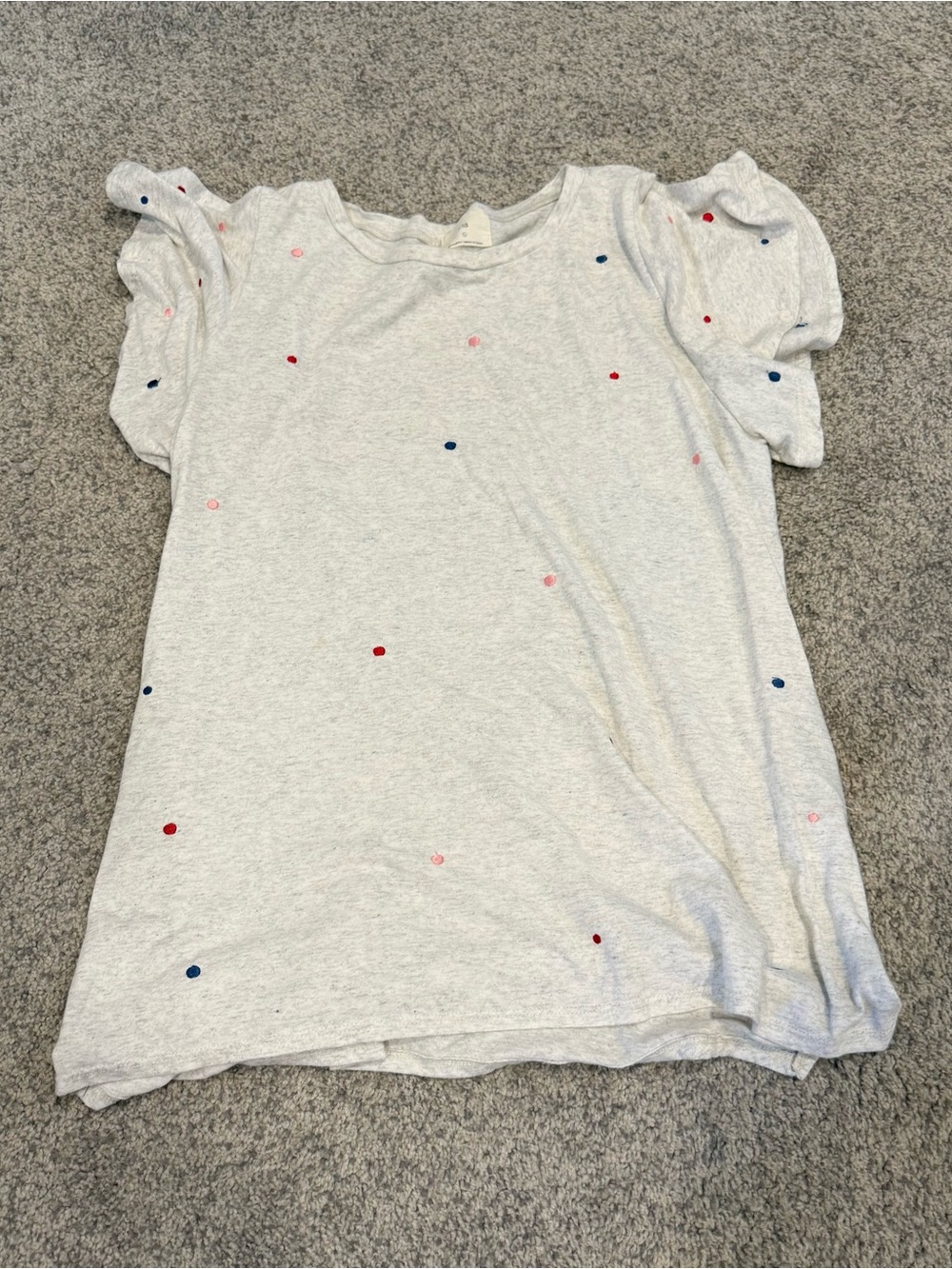 Light Gray Puff-Sleeve Dot Tee